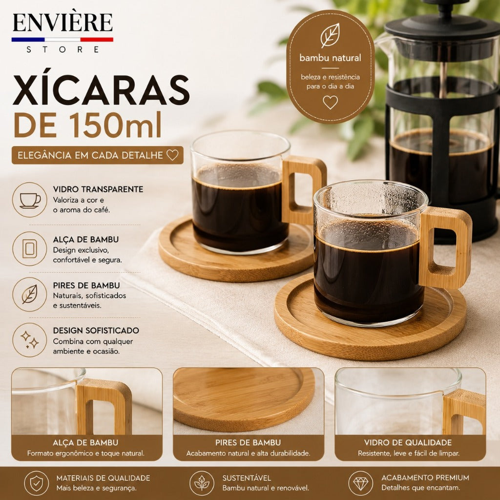 Kit Café para 2 com Prensa Francesa e Xícaras - detalhe 3