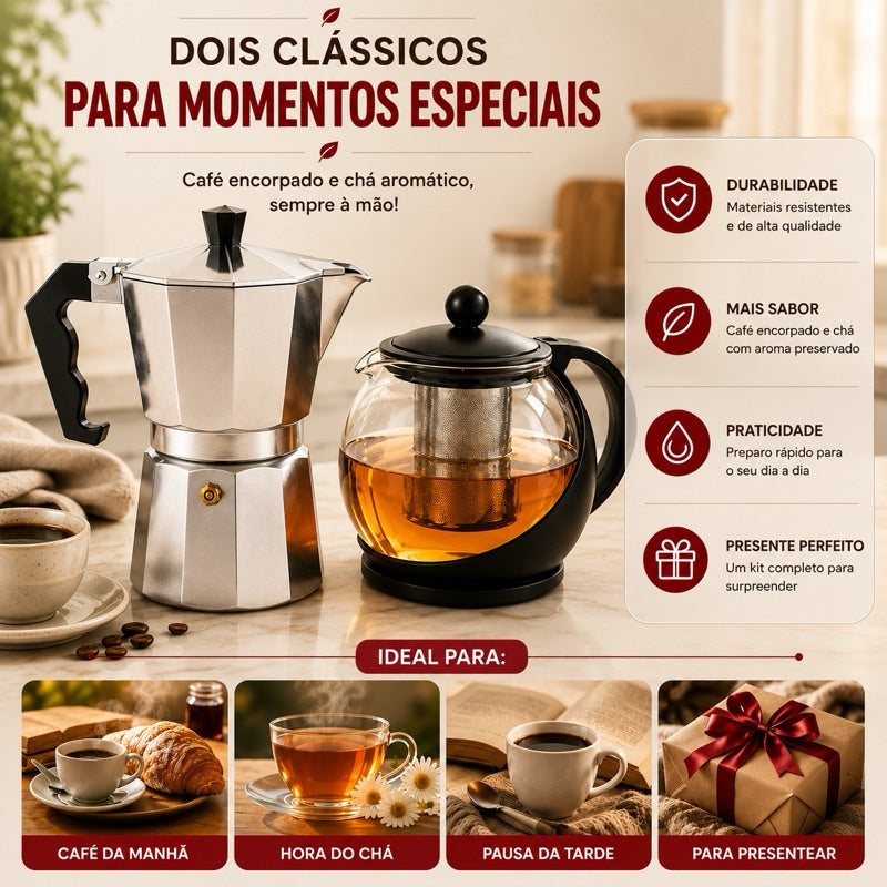 Kit Chaleira + Cafeteira Italiana - detalhe 2