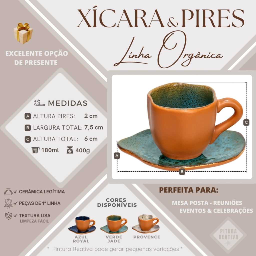 Xícara Orgânica de Cerâmica com Pires 180ml - detalhe 3
