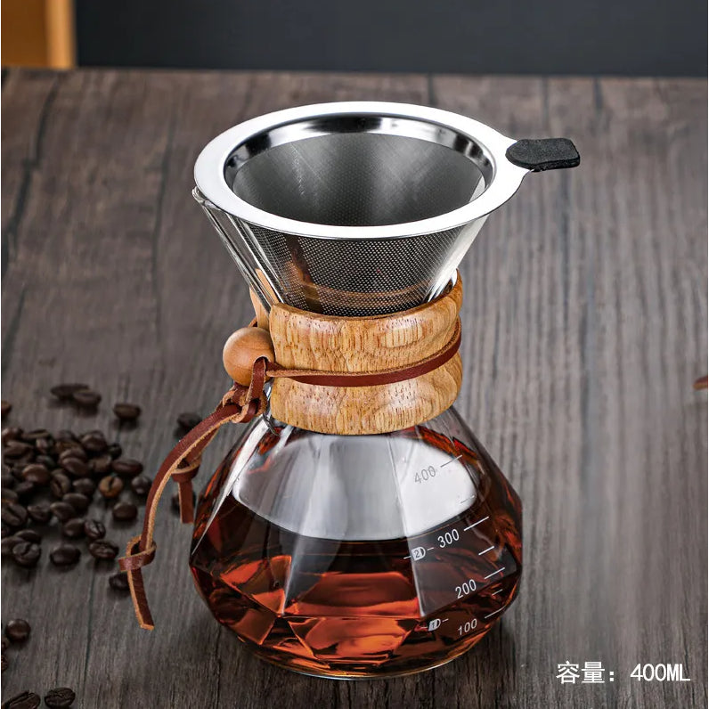 Servidor de Café Borossilicato com Madeira 400ml | Cafelle
