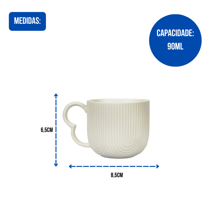 Jogo 4 Xícaras de Porcelana com Pires de Bambu 90ml - detalhe 3