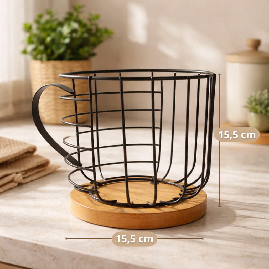 Porta Cápsulas Metal com Base de Madeira - detalhe 3