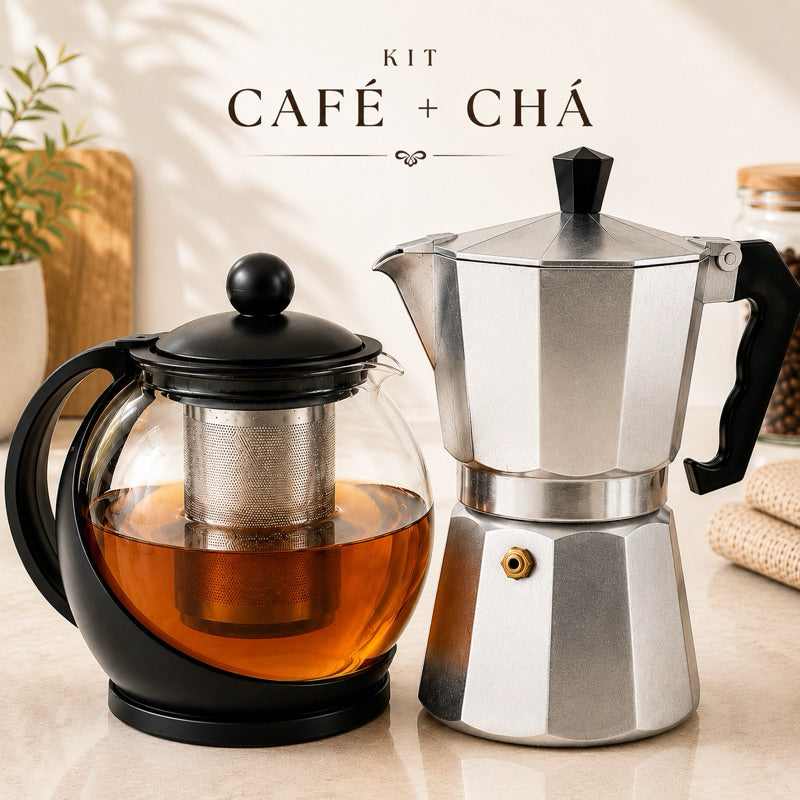 Kit Chaleira + Cafeteira Italiana | Cafelle