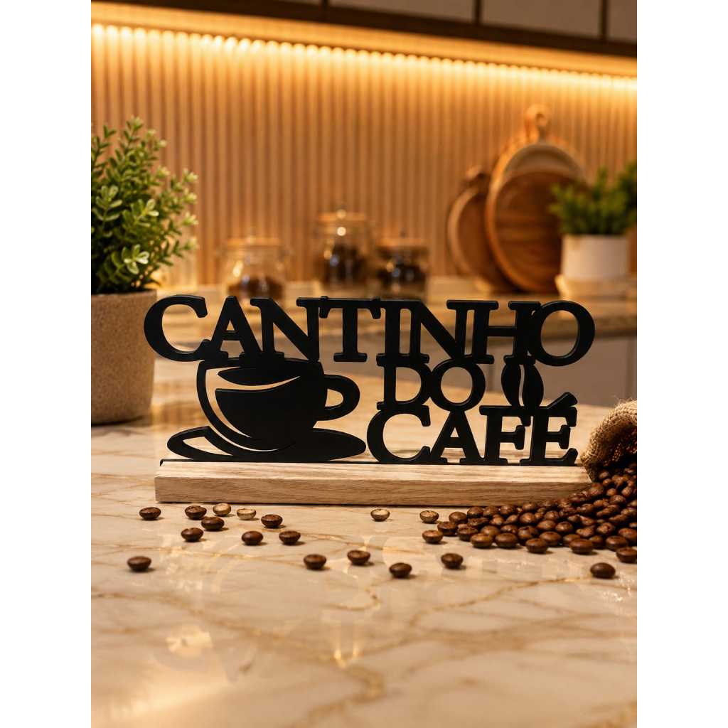 Placa Cantinho do Café com Base de Madeira - detalhe 3