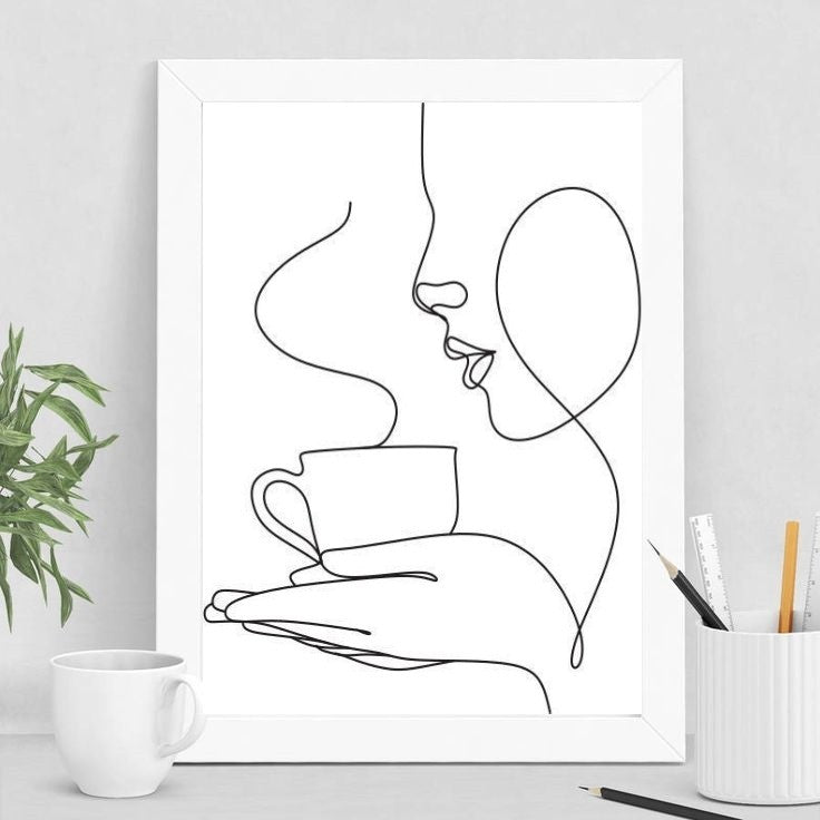 Quadro Minimalista Café One Line 24x18cm - detalhe 2