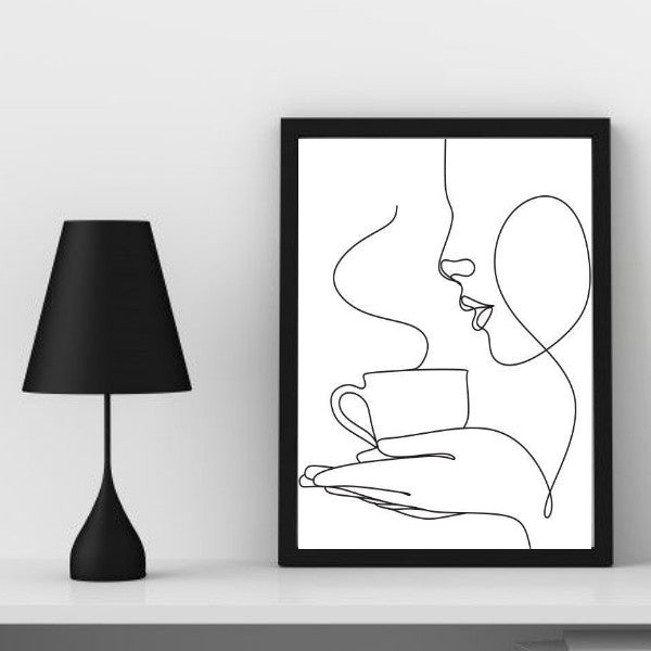 Quadro Minimalista Café One Line 24x18cm | Cafelle