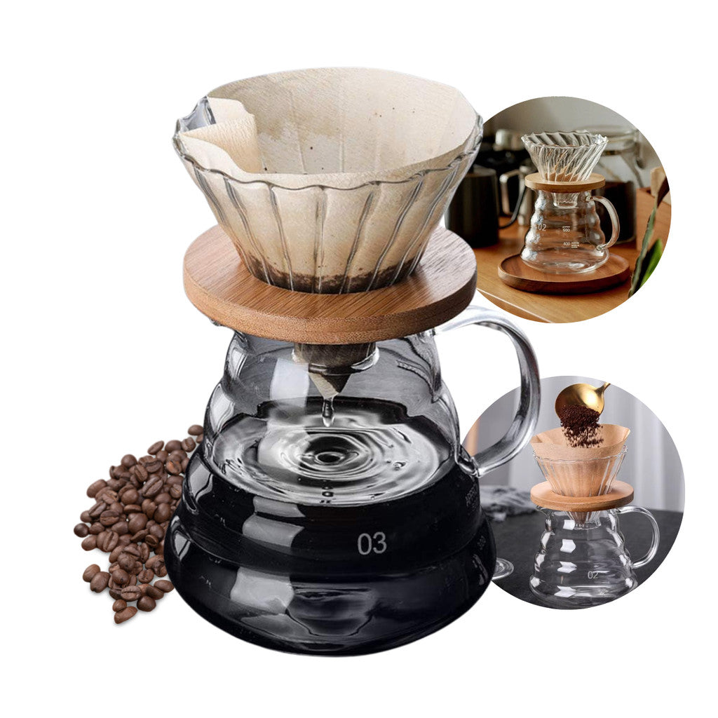 Conjunto Passador V60 com Jarra de Vidro | Cafelle