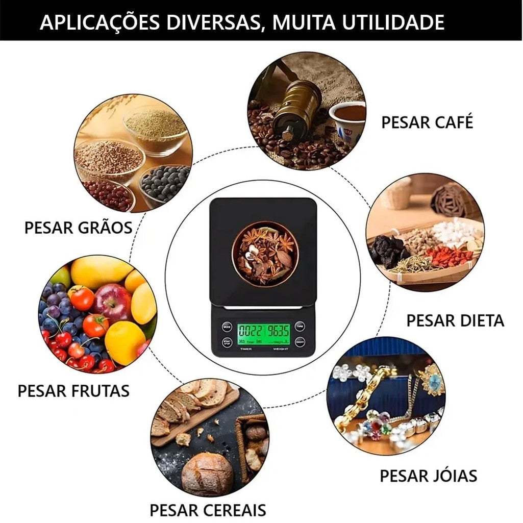 Balança Digital para Café 3kg com Timer - detalhe 2
