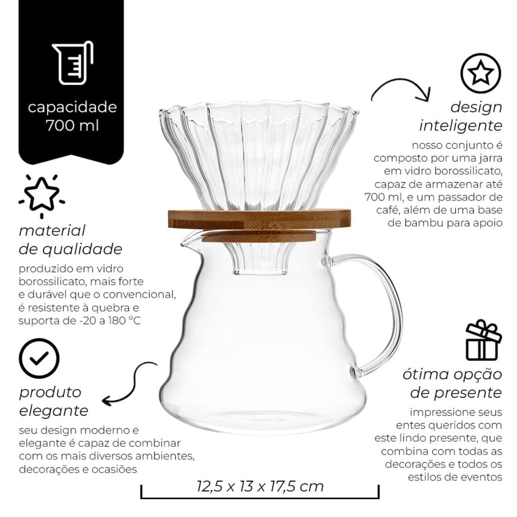 Cafeteira V60 com Jarra e Filtro 600ml - detalhe 2